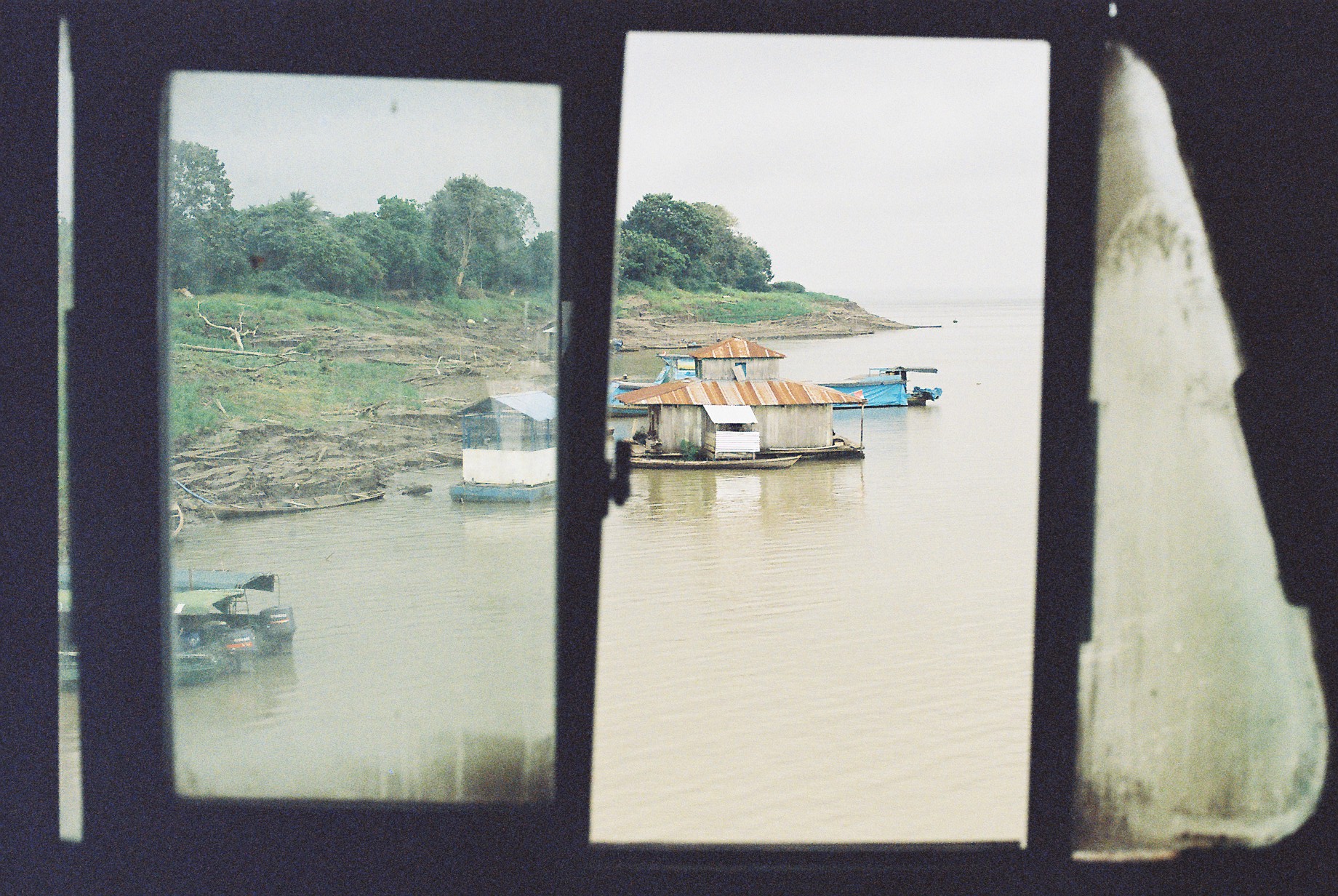 View through a window on the Amazon slow boat